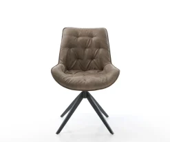 DrehstuhlTaimi-Flex Mikrofaser Taupe Vintage Kreuzgestell breit Schwarz 360° drehbar Wippfunktion Sofort versandfertig
