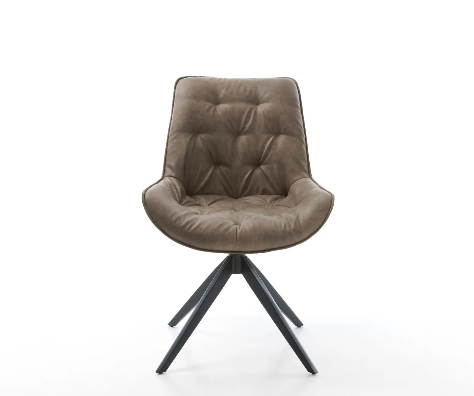 DrehstuhlTaimi-Flex Mikrofaser Taupe Vintage Kreuzgestell breit Schwarz 360° drehbar Wippfunktion Sofort versandfertig