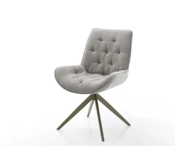 DrehstuhlTaimi-Flex Strukturstoff Soft Grau Kreuzgestell breit Effektfinish Titan 360° drehbar Wippfunktion Sofort versandfertig