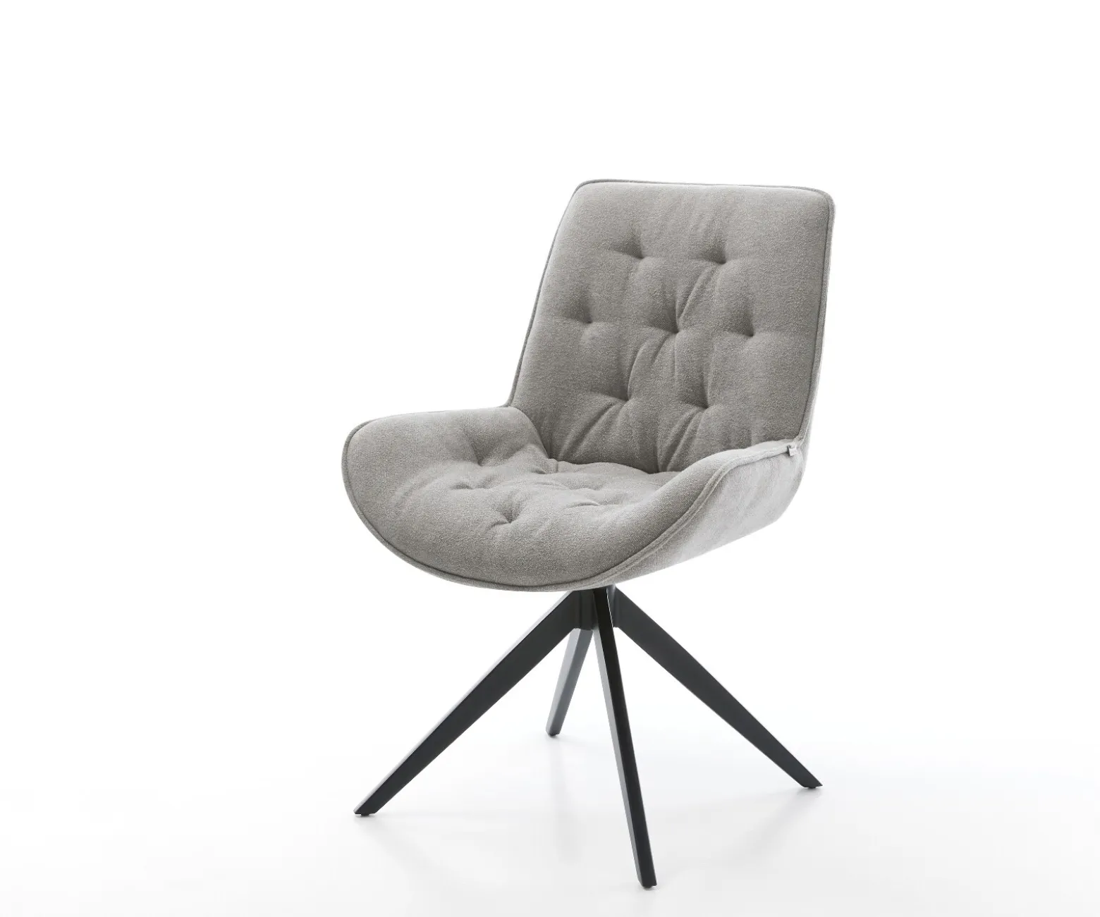 DrehstuhlTaimi-Flex Strukturstoff Soft Grau Kreuzgestell breit Schwarz 360° drehbar Wippfunktion Sofort versandfertig