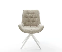 DrehstuhlTaimi-Flex Webstoff Soft Beige Kreuzgestell breit Weiß 360° drehbar Wippfunktion Sofort versandfertig