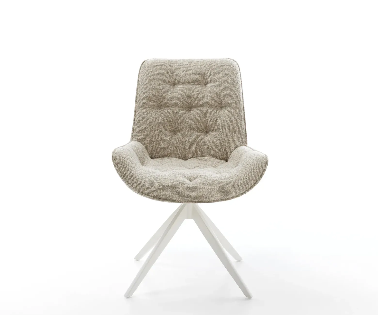 DrehstuhlTaimi-Flex Webstoff Soft Beige Kreuzgestell breit Weiß 360° drehbar Wippfunktion Sofort versandfertig