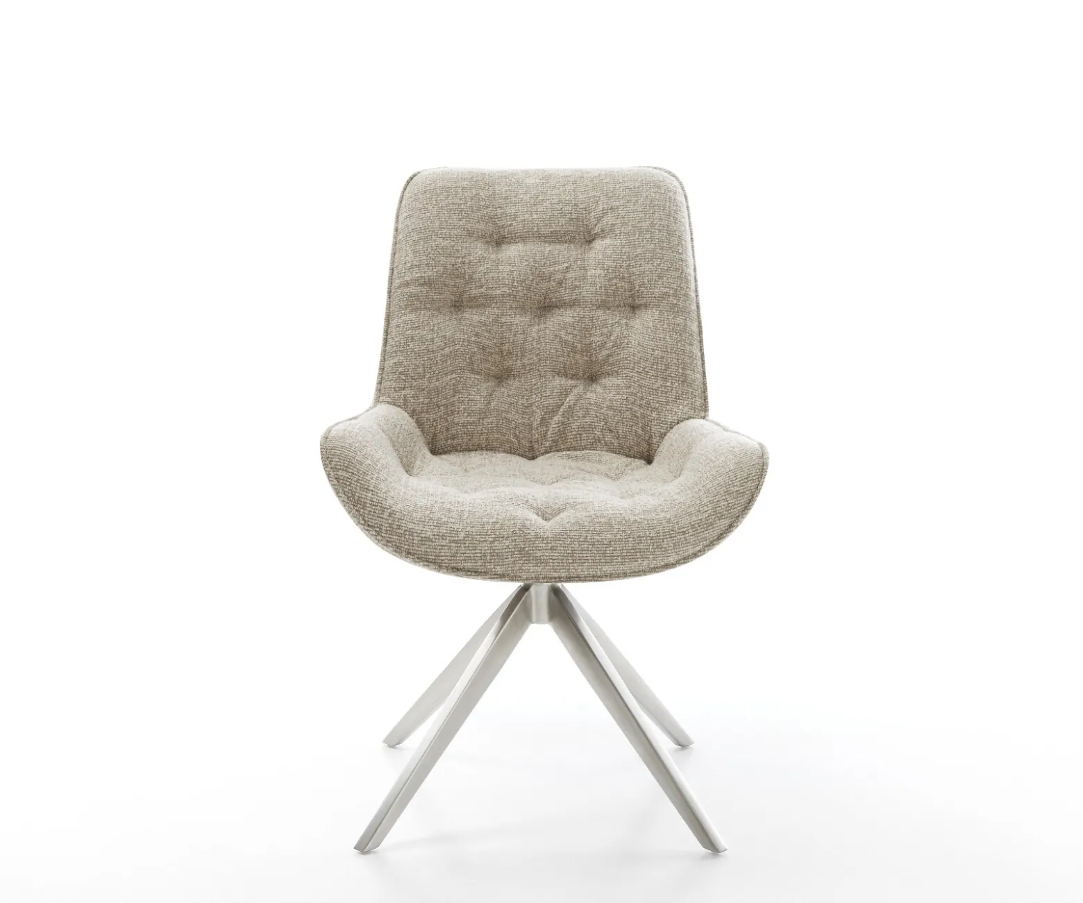 DrehstuhlTaimi-Flex Webstoff Soft Beige Kreuzgestell breit Edelstahl 360° drehbar Wippfunktion Sofort versandfertig