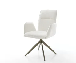 DrehstuhlVinja-Flex Bouclé Soft Beige Kreuzgestell breit Effektfinish Titan 360° drehbar Wippfunktion Sofort versandfertig