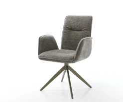 DrehstuhlVinja-Flex Bouclé Soft Schlamm Kreuzgestell breit Effektfinish Titan 360° drehbar Wippfunktion Sofort versandfertig