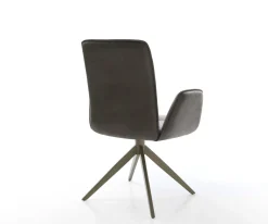 DrehstuhlVinja-Flex Mikrofaser Anthrazit Vintage Kreuzgestell breit Effektfinish Titan 360° drehbar Sofort versandfertig