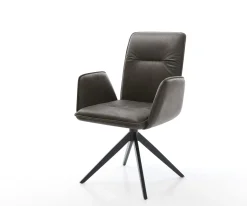 DrehstuhlVinja-Flex Mikrofaser Anthrazit Vintage Kreuzgestell breit Schwarz 360° drehbar Wippfunktion Sofort versandfertig