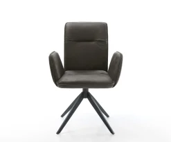 DrehstuhlVinja-Flex Mikrofaser Anthrazit Vintage Kreuzgestell breit Schwarz 360° drehbar Wippfunktion Sofort versandfertig