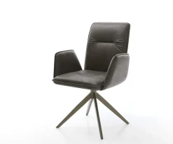 DrehstuhlVinja-Flex Mikrofaser Anthrazit Vintage Kreuzgestell breit Effektfinish Titan 360° drehbar Wippfunktion Sofort versandfertig