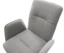 DrehstuhlVinja-Flex Strukturstoff Soft Grau Kreuzgestell breit Schwarz 360° drehbar Wippfunktion Sofort versandfertig