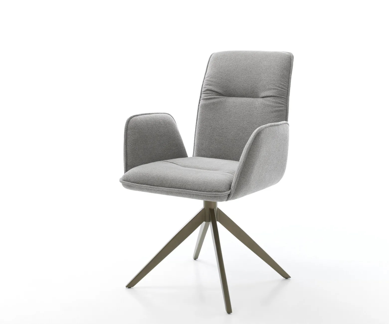 DrehstuhlVinja-Flex Strukturstoff Soft Grau Kreuzgestell breit Effektfinish Titan 360° drehbar Wippfunktion Sofort versandfertig