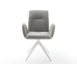 DrehstuhlVinja-Flex Strukturstoff Soft Grau Kreuzgestell breit Weiß 360° drehbar Wippfunktion Sofort versandfertig
