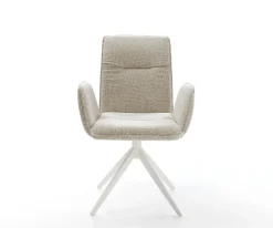 DrehstuhlVinja-Flex Webstoff Soft Beige Kreuzgestell breit Weiß 360° drehbar Wippfunktion Sofort versandfertig