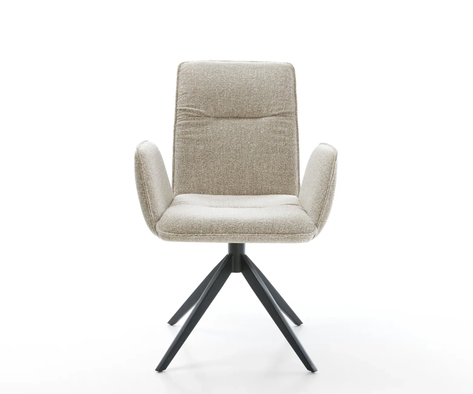 DrehstuhlVinja-Flex Webstoff Soft Beige Kreuzgestell breit Schwarz 360° drehbar Wippfunktion Sofort versandfertig