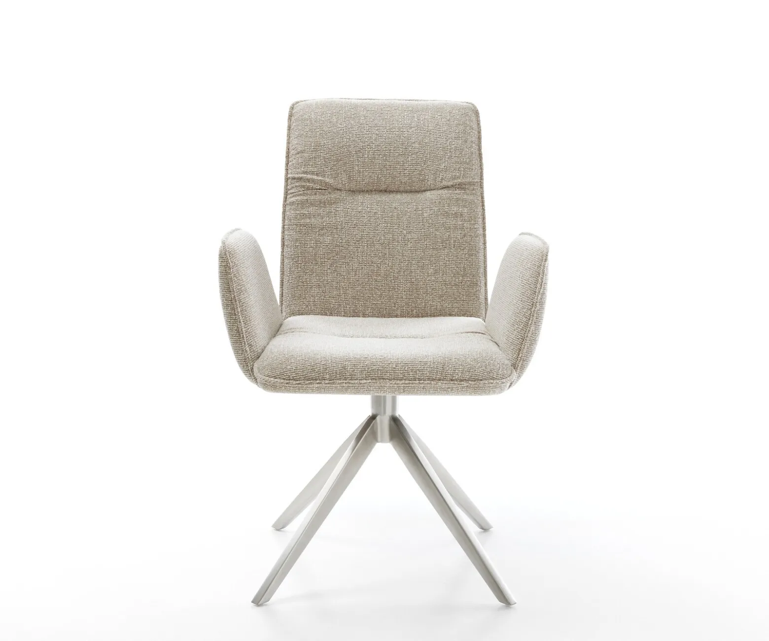 DrehstuhlVinja-Flex Webstoff Soft Beige Kreuzgestell breit Edelstahl 360° drehbar Wippfunktion Sofort versandfertig