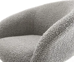 DrehstuhlVinka-Flex mit Armlehnen Bouclé Silbergrau Kreuzgestell konisch Schwarz 180° drehbar Taschenfederkern Sofort versandfertig