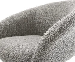 DrehstuhlVinka-Flex mit Armlehnen Bouclé Silbergrau Kreuzgestell breit Schwarz 360° drehbar Wippfunktion Taschenfederkern Sofort versandfertig