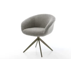 DrehstuhlVinka-Flex mit Armlehnen Bouclé Silbergrau Kreuzgestell breit Effektfinish Titan 360° drehbar Wippfunktion Taschenfederkern Sofort versandfertig