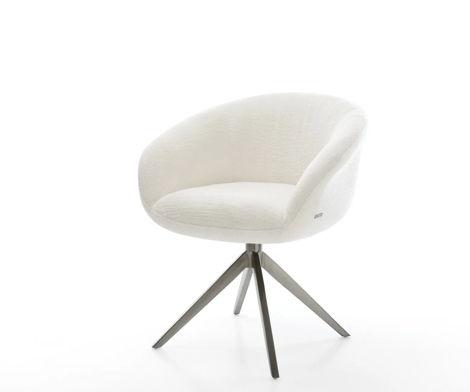DrehstuhlVinka-Flex mit Armlehnen Bouclé Soft Beige Kreuzgestell breit Graphit 360° drehbar Wippfunktion Taschenfederkern Sofort versandfertig
