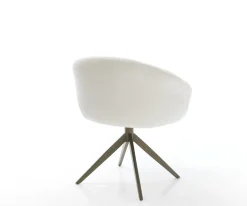 DrehstuhlVinka-Flex mit Armlehnen Bouclé Soft Beige Kreuzgestell breit Effektfinish Titan 360° drehbar Wippfunktion Taschenfederkern Sofort versandfertig