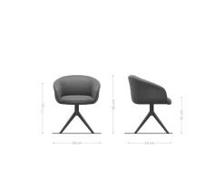 DrehstuhlVinka-Flex mit Armlehnen Bouclé Soft Schlamm Kreuzgestell breit Edelstahl 360° drehbar Wippfunktion Taschenfederkern Sofort versandfertig