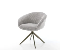 DrehstuhlVinka-Flex mit Armlehnen Cord Silbergrau Kreuzgestell breit Effektfinish Titan 360° drehbar Wippfunktion Taschenfederkern Sofort versandfertig