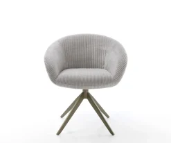 DrehstuhlVinka-Flex mit Armlehnen Cord Silbergrau Kreuzgestell breit Effektfinish Titan 360° drehbar Wippfunktion Taschenfederkern Sofort versandfertig