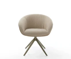 DrehstuhlVinka-Flex mit Armlehnen Materialmix Schlamm Kreuzgestell breit Effektfinish Titan 360° drehbar Taschenfederkern Sofort versandfertig