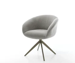 DrehstuhlVinka-Flex mit Armlehnen Strukturstoff Soft Grau Kreuzgestell breit Effektfinish Titan 360° drehbar Wippfunktion Taschenfederkern Sofort versandfertig