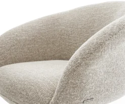 DrehstuhlVinka-Flex mit Armlehnen Webstoff Soft Beige Kreuzgestell breit Weiß 360° drehbar Wippfunktion Taschenfederkern Sofort versandfertig