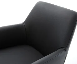 DrehstuhlXana-Flex mit Armlehnen Echt-Leder Schwarz Kreuzgestell breit Schwarz 360° drehbar Wippfunktion Taschenfederkern Sofort versandfertig