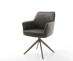 DrehstuhlXana-Flex mit Armlehnen Mikrofaser Anthrazit Vintage Kreuzgestell breit Effektfinish Titan 360° drehbar Taschenfederkern Sofort versandfertig