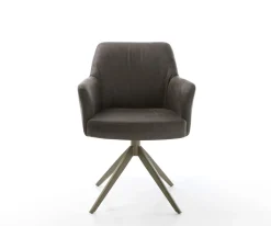 DrehstuhlXana-Flex mit Armlehnen Mikrofaser Anthrazit Vintage Kreuzgestell breit Effektfinish Titan 360° drehbar Taschenfederkern Sofort versandfertig