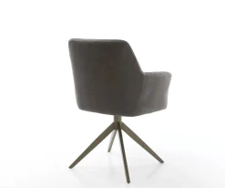DrehstuhlXana-Flex mit Armlehnen Mikrofaser Anthrazit Vintage Kreuzgestell breit Effektfinish Titan 360° drehbar Taschenfederkern Sofort versandfertig