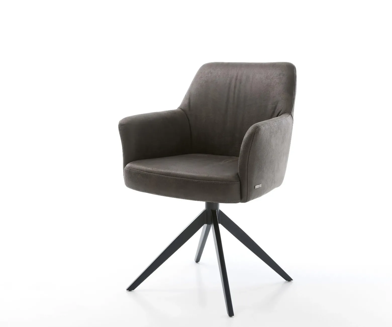 DrehstuhlXana-Flex mit Armlehnen Mikrofaser Anthrazit Vintage Kreuzgestell breit Schwarz 360° drehbar Wippfunktion Taschenfederkern Sofort versandfertig