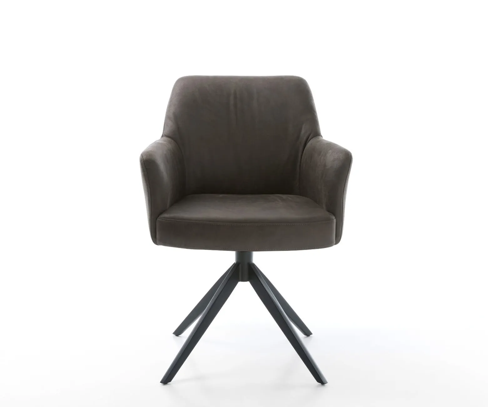 DrehstuhlXana-Flex mit Armlehnen Mikrofaser Anthrazit Vintage Kreuzgestell breit Schwarz 360° drehbar Wippfunktion Taschenfederkern Sofort versandfertig