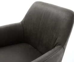 DrehstuhlXana-Flex mit Armlehnen Mikrofaser Anthrazit Vintage Kreuzgestell konisch Schwarz 180° drehbar Taschenfederkern Sofort versandfertig