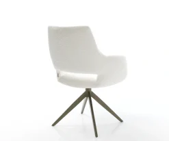 DrehstuhlYago-Flex mit Armlehnen Bouclé Creme-Weiß Kreuzgestell breit Effektfinish Titan 360° drehbar Wippfunktion Taschenfederkern Sofort versandfertig