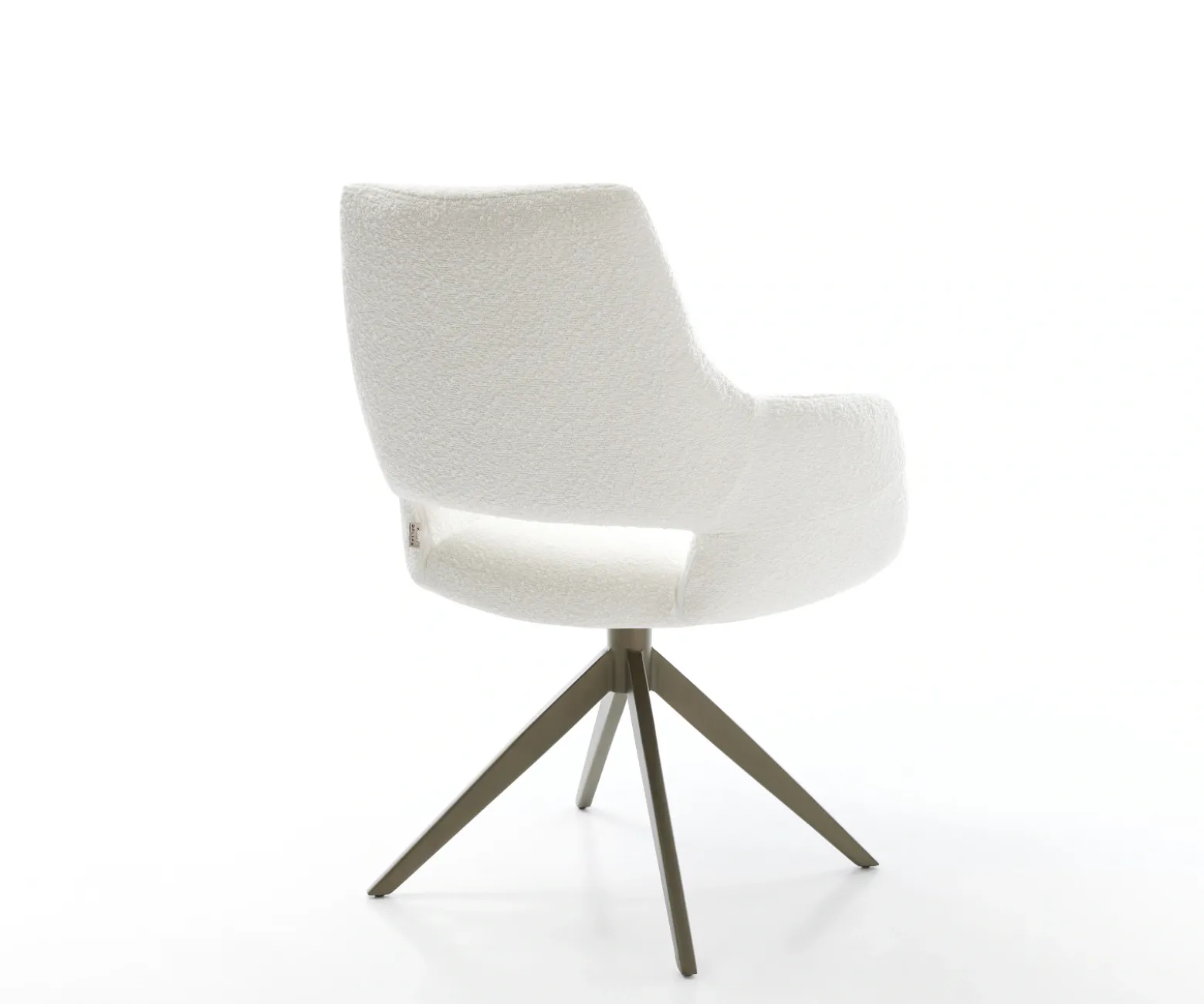 DrehstuhlYago-Flex mit Armlehnen Bouclé Creme-Weiß Kreuzgestell breit Effektfinish Titan 360° drehbar Wippfunktion Taschenfederkern Sofort versandfertig