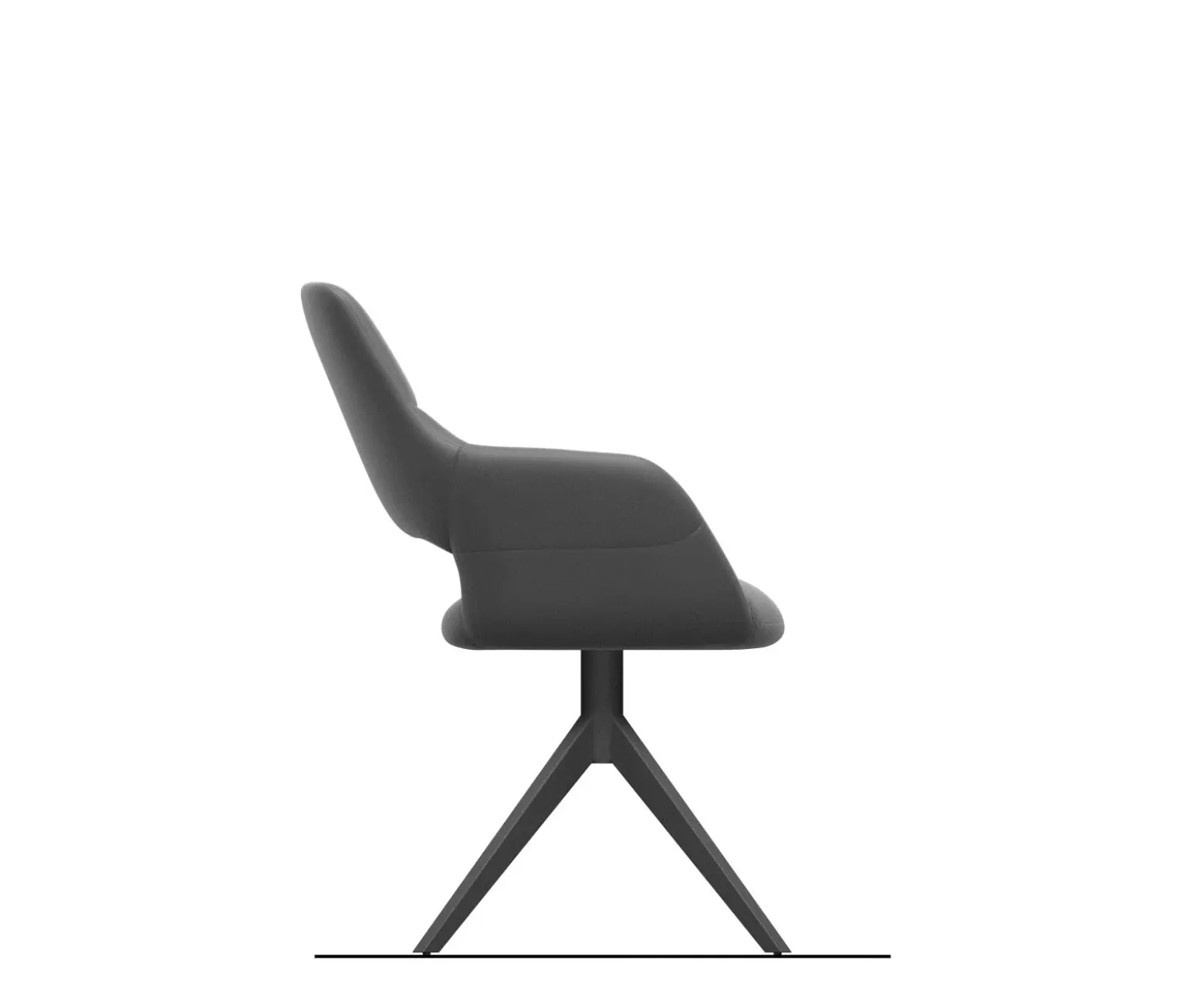 DrehstuhlYago-Flex mit Armlehnen Bouclé Schlamm Kreuzgestell breit Schwarz 360° drehbar Wippfunktion Taschenfederkern Sofort versandfertig