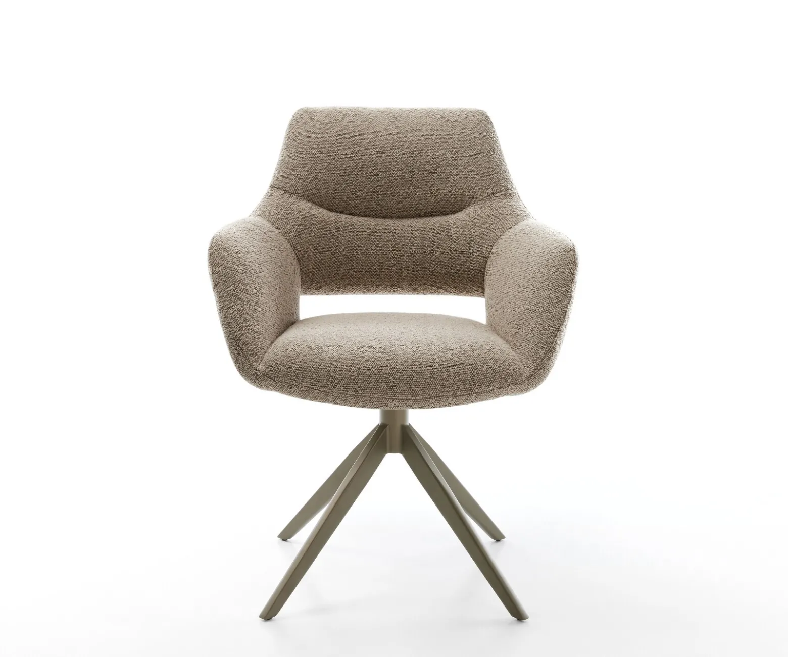 DrehstuhlYago-Flex mit Armlehnen Bouclé Schlamm Kreuzgestell breit Effektfinish Titan 360° drehbar Wippfunktion Taschenfederkern Sofort versandfertig