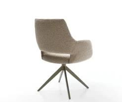 DrehstuhlYago-Flex mit Armlehnen Bouclé Schlamm Kreuzgestell breit Effektfinish Titan 360° drehbar Wippfunktion Taschenfederkern Sofort versandfertig