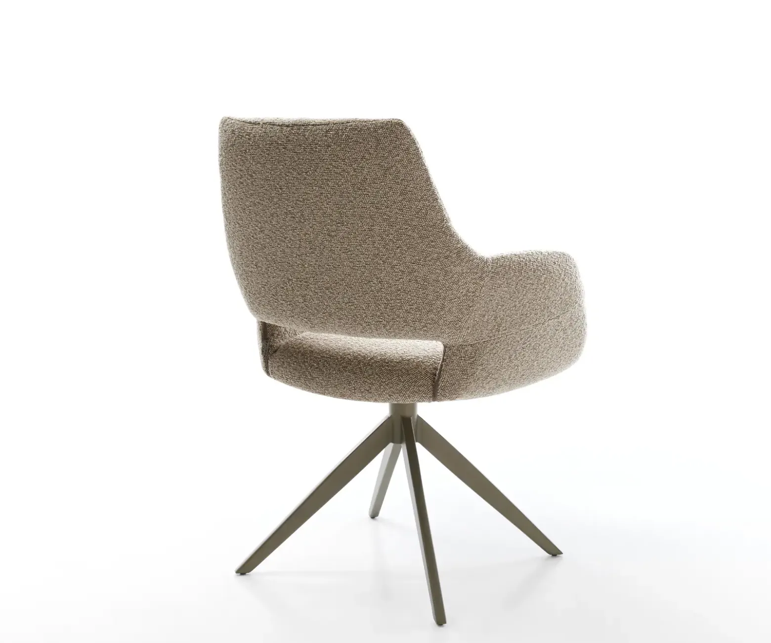 DrehstuhlYago-Flex mit Armlehnen Bouclé Schlamm Kreuzgestell breit Effektfinish Titan 360° drehbar Wippfunktion Taschenfederkern Sofort versandfertig