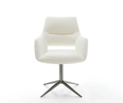 DrehstuhlYago-Flex mit Armlehnen Bouclé Soft Beige Fußkreuz Graphit 360° drehbar Wippfunktion Taschenfederkern Sofort versandfertig
