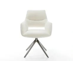 DrehstuhlYago-Flex mit Armlehnen Bouclé Soft Beige Kreuzgestell breit Graphit 360° drehbar Wippfunktion Taschenfederkern Sofort versandfertig