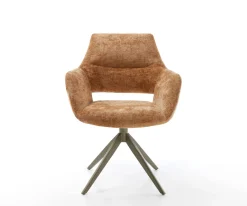 DrehstuhlYago-Flex mit Armlehnen Chenille Rost Kreuzgestell breit Effektfinish Titan 360° drehbar Wippfunktion Taschenfederkern Sofort versandfertig