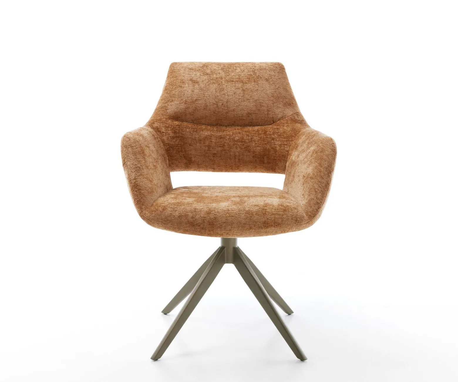 DrehstuhlYago-Flex mit Armlehnen Chenille Rost Kreuzgestell breit Effektfinish Titan 360° drehbar Wippfunktion Taschenfederkern Sofort versandfertig