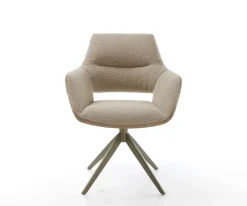 DrehstuhlYago-Flex mit Armlehnen Materialmix Schlamm Kreuzgestell breit Effektfinish Titan 360° drehbar Wippfunktion Taschenfederkern Sofort versandfertig