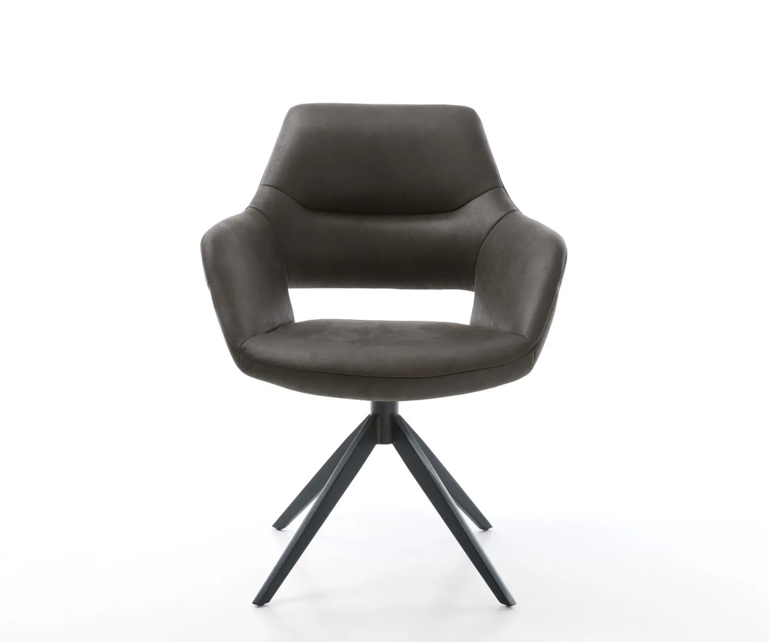 DrehstuhlYago-Flex mit Armlehnen Mikrofaser Anthrazit Vintage Kreuzgestell breit schwarz 360° drehbar Wippfunktion Taschenfederkern Sofort versandfertig
