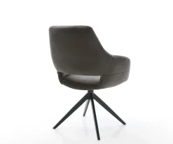 DrehstuhlYago-Flex mit Armlehnen Mikrofaser Anthrazit Vintage Kreuzgestell breit schwarz 360° drehbar Wippfunktion Taschenfederkern Sofort versandfertig